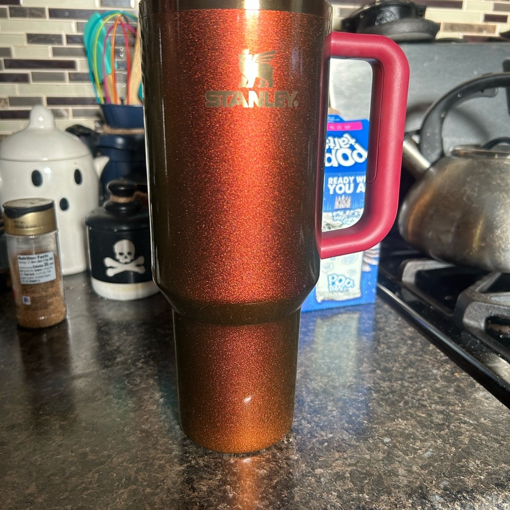 Stanley Shimmering Copper Tumbler with Bold Red Handle